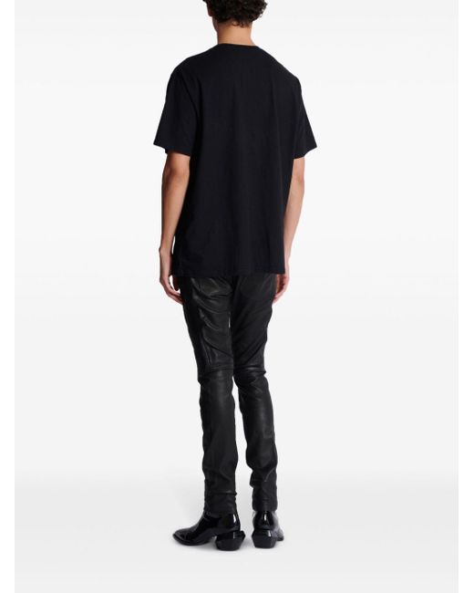 Balmain Black Sequin-embellished Cotton T-shirt for men