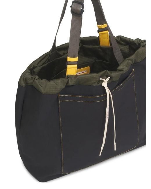 Marni Black Technical Fabric Tote Bag for men