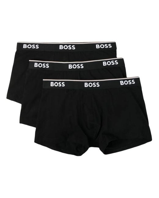 Boss Black Pack-Of-Three Logo-Waistband Boxer Briefs for men