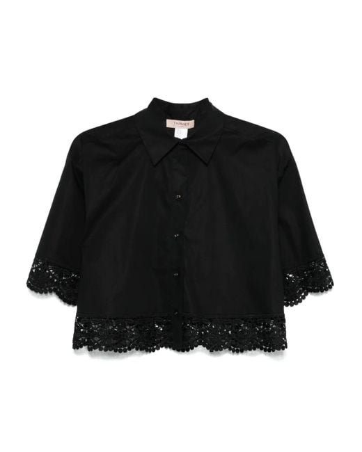 Twinset レーストリム シャツ Black
