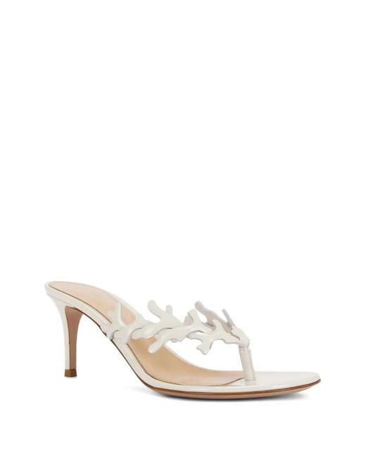 Gianvito Rossi White Leaf Stiletto Mules