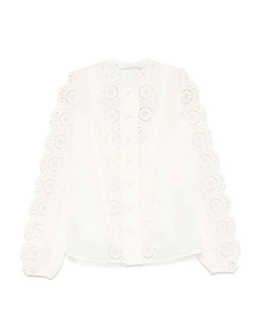 Zimmermann White Lucky Embroidered Blouse