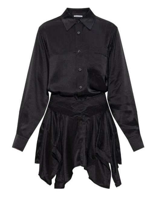 Alexander Wang Black Button-down Asymmetrical Mini Dress
