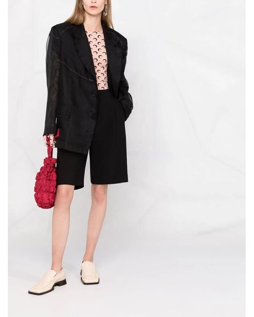 Maison Margiela Black Sheer-Panel Single-Breasted Jacket