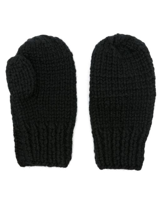 Maison Margiela Black Chunky-knit Full-finger Gloves for men