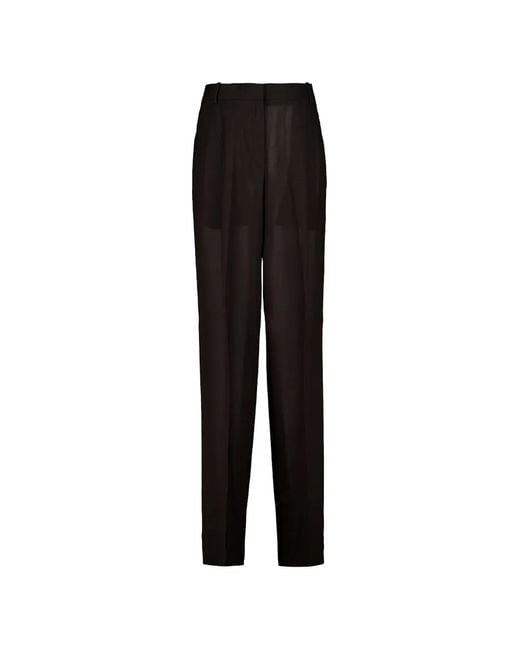 Tom Ford Black Wide-Leg Pleated Wool Trousers
