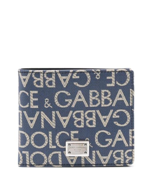 Portafoglio con logo jacquard di Dolce & Gabbana in Blue da Uomo