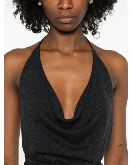 Top Con Cuello Halter Cordera de color Black