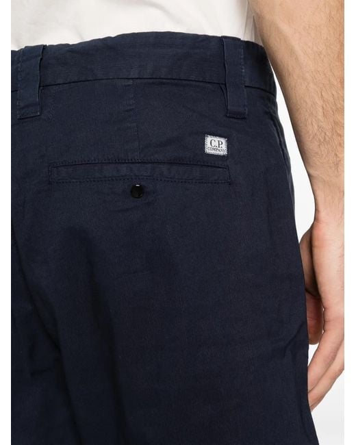 C P Company Blue Ottoman Regular Cargo Shorts for men