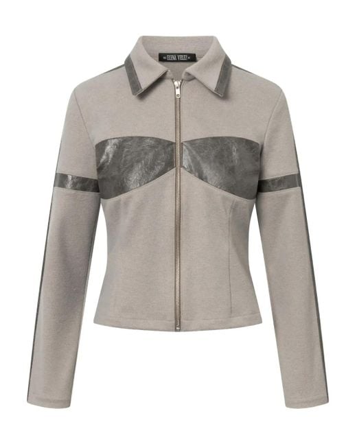 Elena Velez Gray Racer Zip-Front Jacket