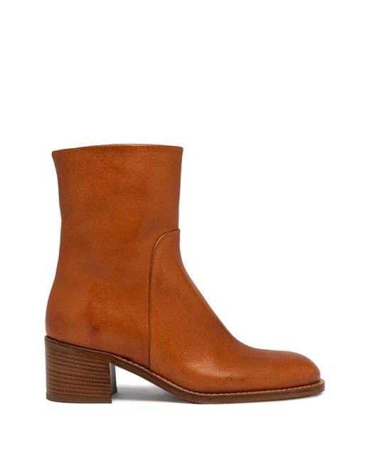 Buttero Brown Bottines Bolgheri Zippées À Talon Épais