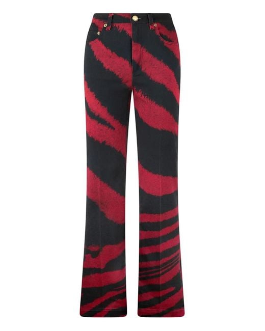 Roberto Cavalli Red Zebra-Print Jeans