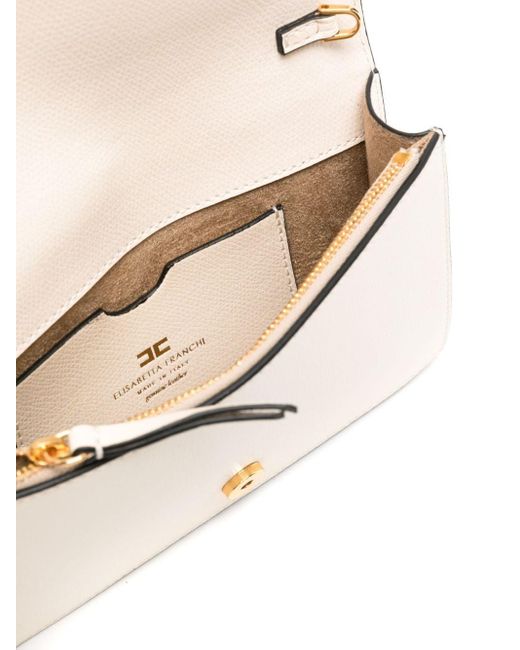 Elisabetta Franchi Natural Horsebit-Detail Leather Shoulder Bag