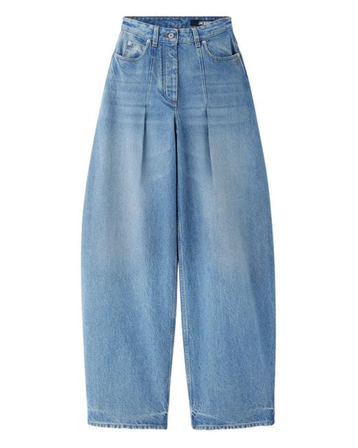 Jacquemus Le De-Nîmes Ovalo Geplooide Jeans in het Blue