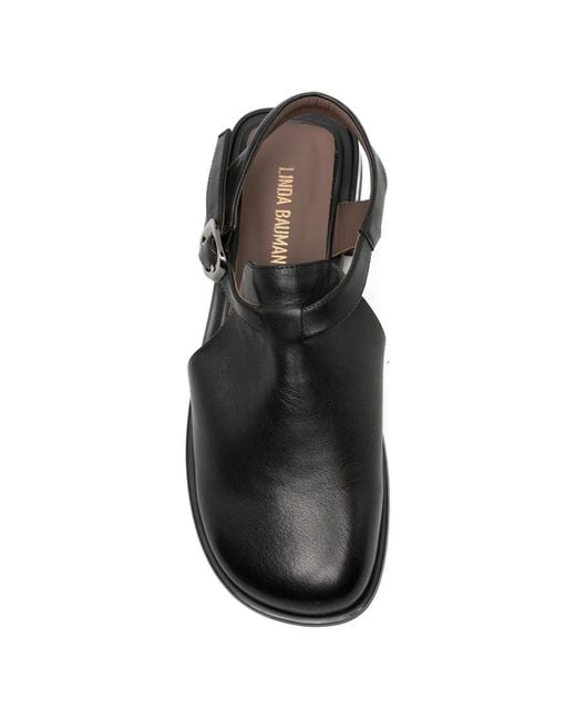 Linda Baumann Black Buckle-Fastening Flat Pumps