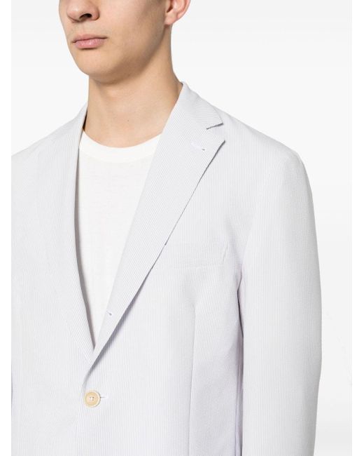 Eleventy White Single-breasted Stripped Jacket for men