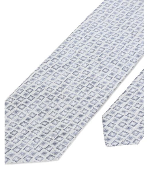 Lanvin White Losange-Pattern Tie for men