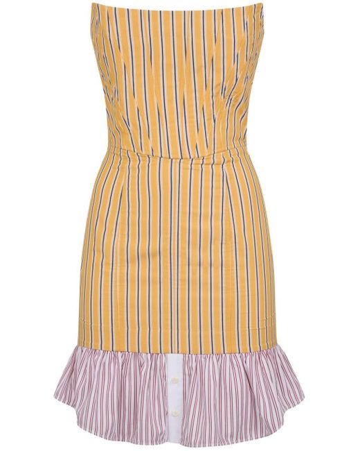 DSquared² Yellow Striped Flared Minidress