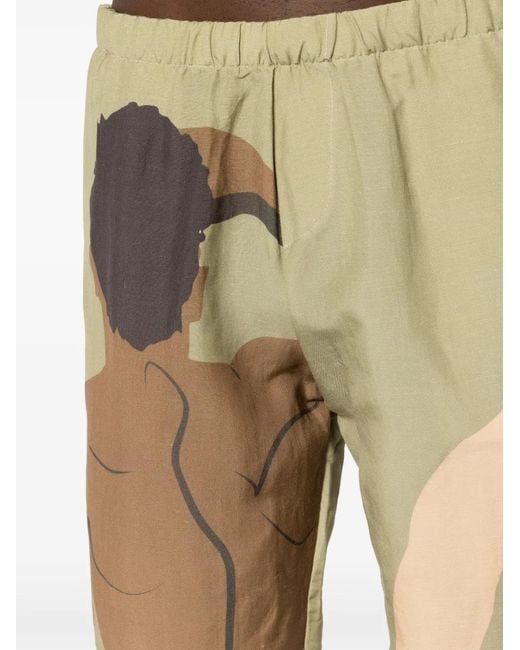 Amir Slama Green Graphic-Print Deck Shorts for men