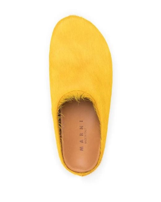 Marni Yellow Fussbet Sabot Calf-Hair Slippers for men