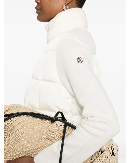Moncler Donsjack Met Contrasterende Mouwen in het White