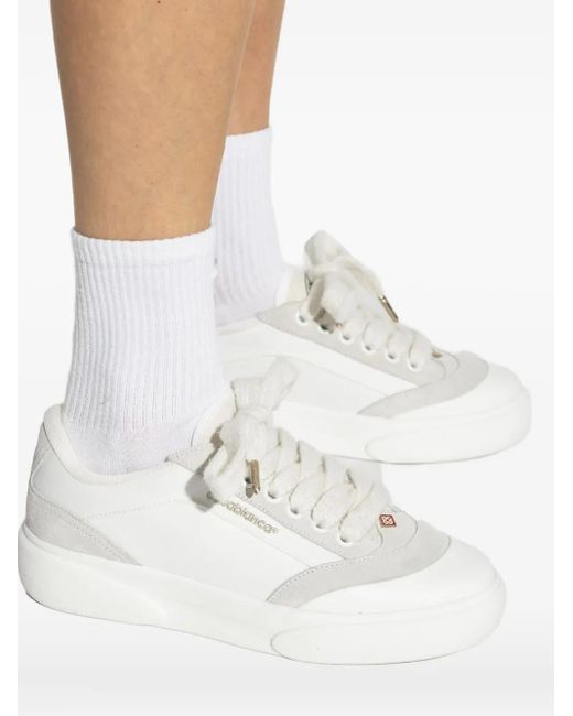 Casablanca White Canvas Sneakers With Suede Insert for men