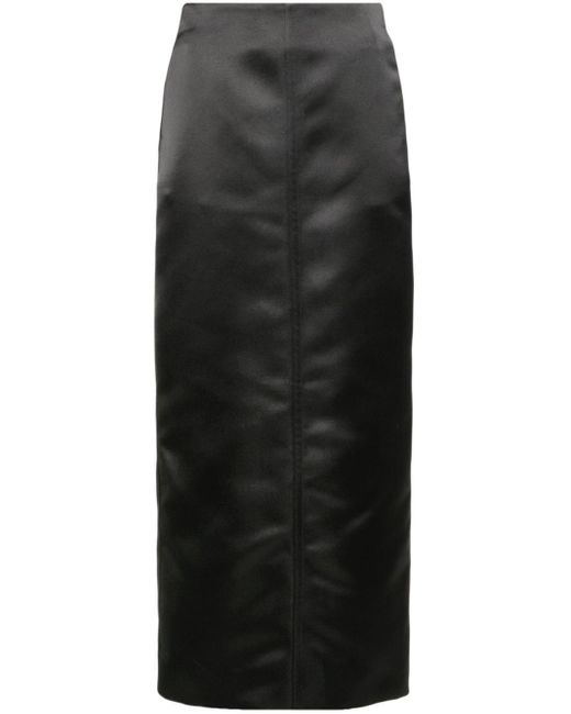 Philosophy Di Lorenzo Serafini Black High-waisted Satin Midi Skirt