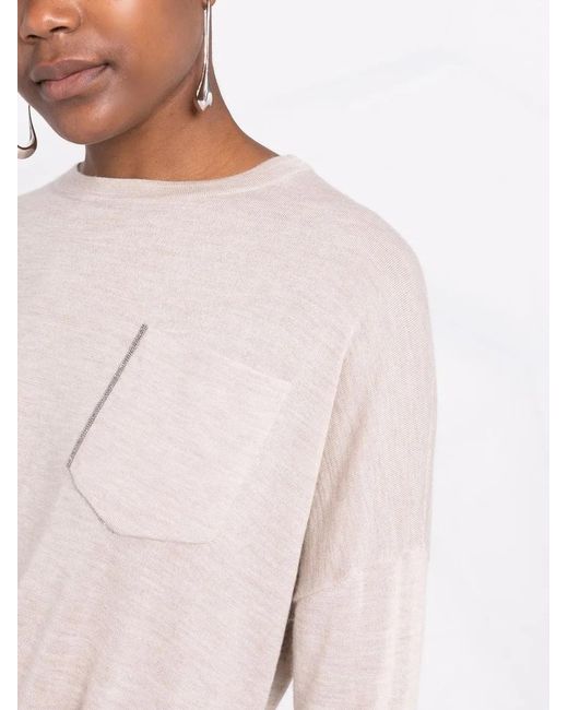 Brunello Cucinelli Multicolor Patch-Pocket Fine-Knit Jumper