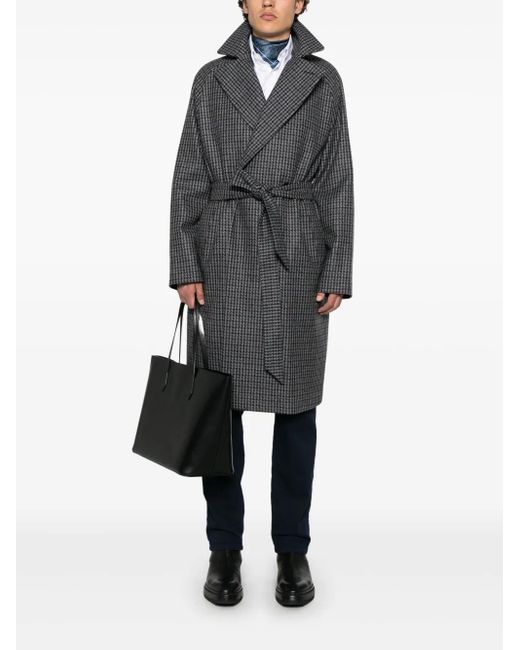 Tagliatore Gray Check-Print Coat for men