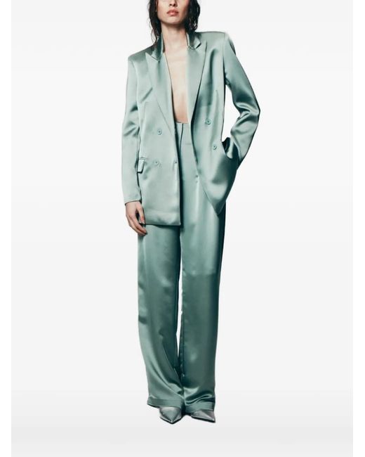 In the mood for love Green Bonnie Double-Breasted Satin Blazer