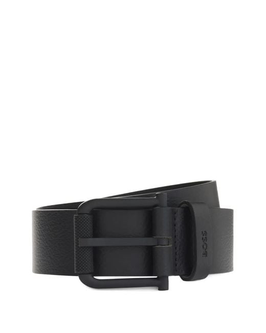 Boss Black Logo-Emed Leather Belt for men