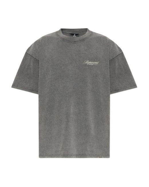 Represent Gray Logo-Print Short-Sleeve T-Shirt for men