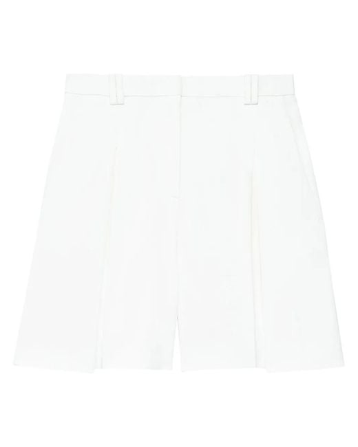 Another Tomorrow White High-Waisted Pleated Shorts