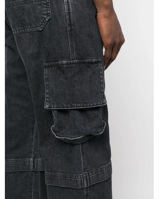 HTC Blue Straight-Leg Denim Cargo Jeans for men