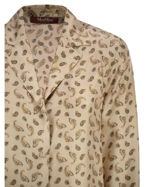 Max Mara Natural Chemise En Soie À Imprimé Cachemire