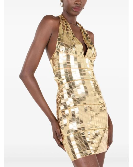 Roberto Cavalli Natural Neckholder-Minikleid im Glitter-Look