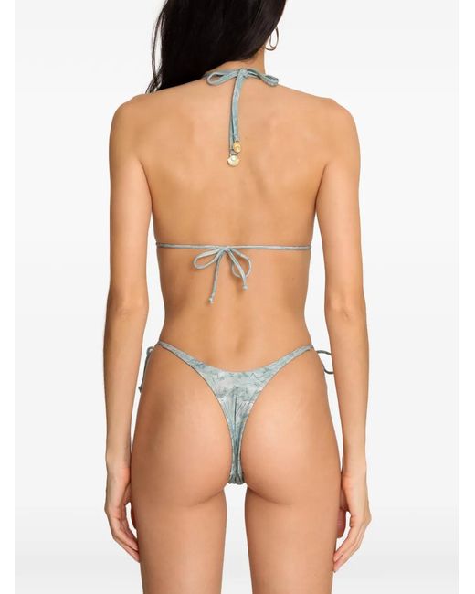 Amir Slama White X Jade Picon Tie Floral-Print Bikini