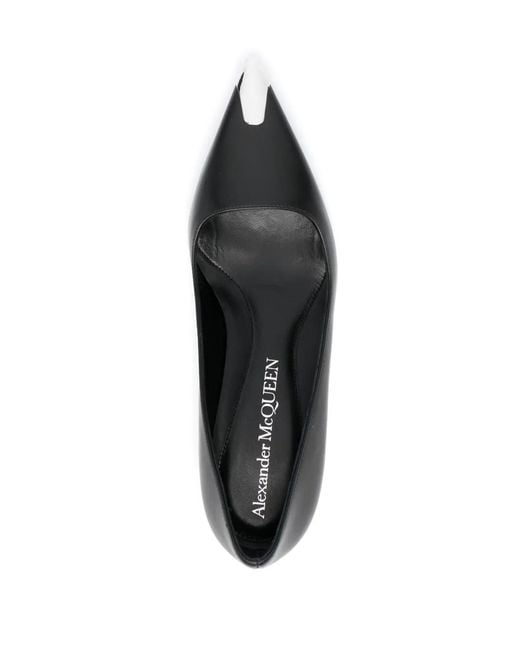McQueen Black Toe-cap Leather Heeled Courts