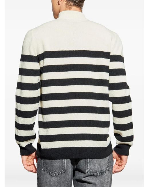 Balmain White Striped-Pattern Sweater for men