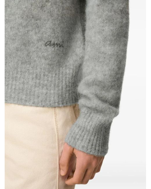 AMI Langärmeliges Ami Poloshirt in Gray für Herren