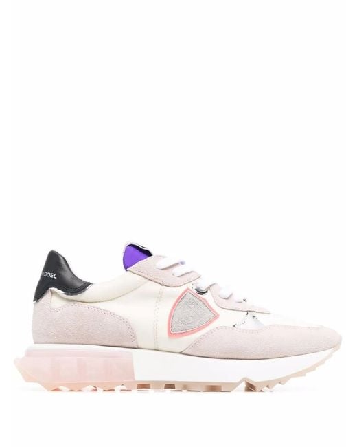 Philippe Model Pink Colour-Block Panelled Sneakers