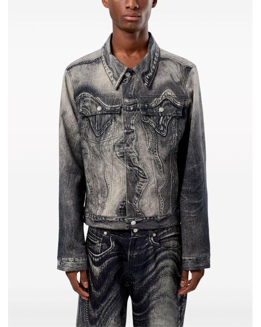 Camper Gray Swirl-print Denim Jacket