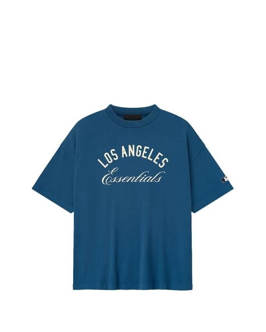 Fear Of God Blue Logo-Print Cotton-Jersey T-Shirt for men
