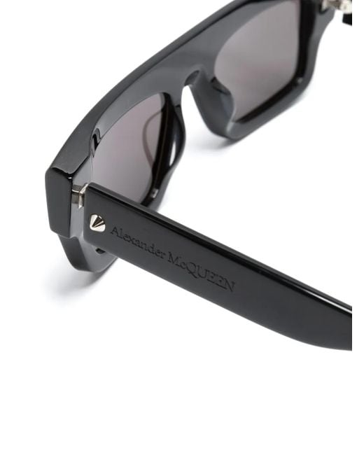McQueen Gray Rectangle-Frame Sunglasses