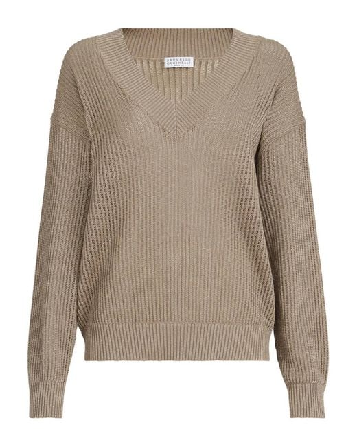 Pull Côtelé Brunello Cucinelli en coloris Natural