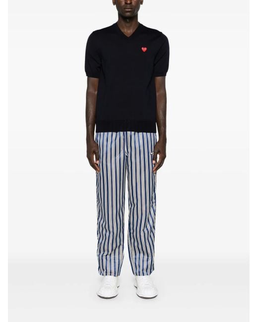 COMME DES GARÇONS PLAY Blue Heart-Patch Wool Jumper