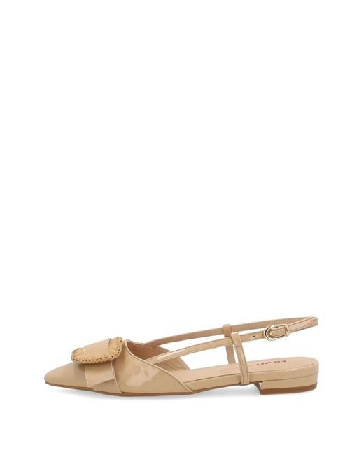 Frau White Buckle-Detail Patent Leather Slingbacks