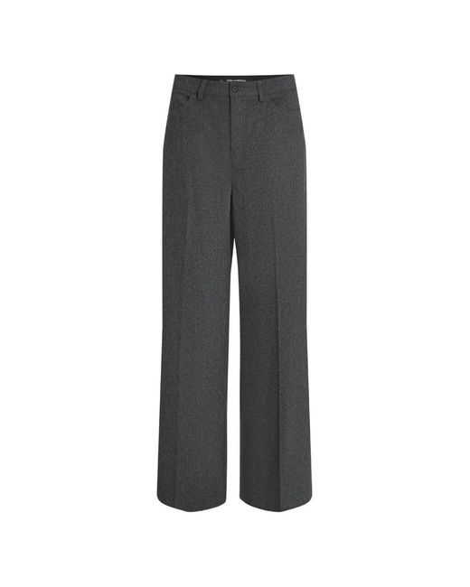 Karl Lagerfeld Gray Wide-Leg Flannel Pants