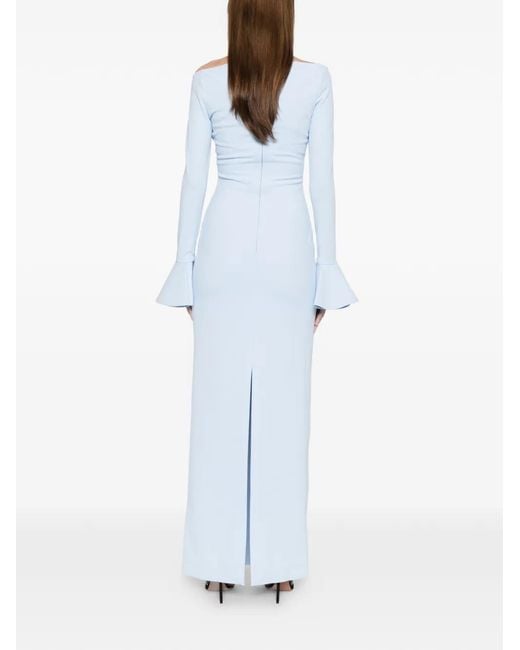 Solace London Blue Anica Bell-Sleeve Maxi Dress