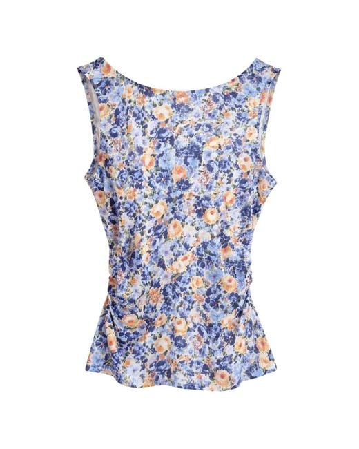Ulla Johnson Blue Floral Gathered Top